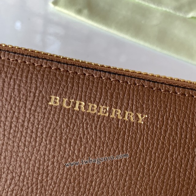 Burberry專門店新款House格紋拼粒紋皮革拉鏈錢包 巴寶莉男女款拉鏈長夾錢包 yxb1009